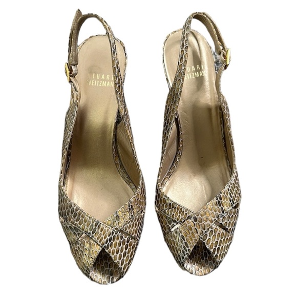 Stuart weitzman snake print leather sandals size 7.5 summer - Picture 1 of 12